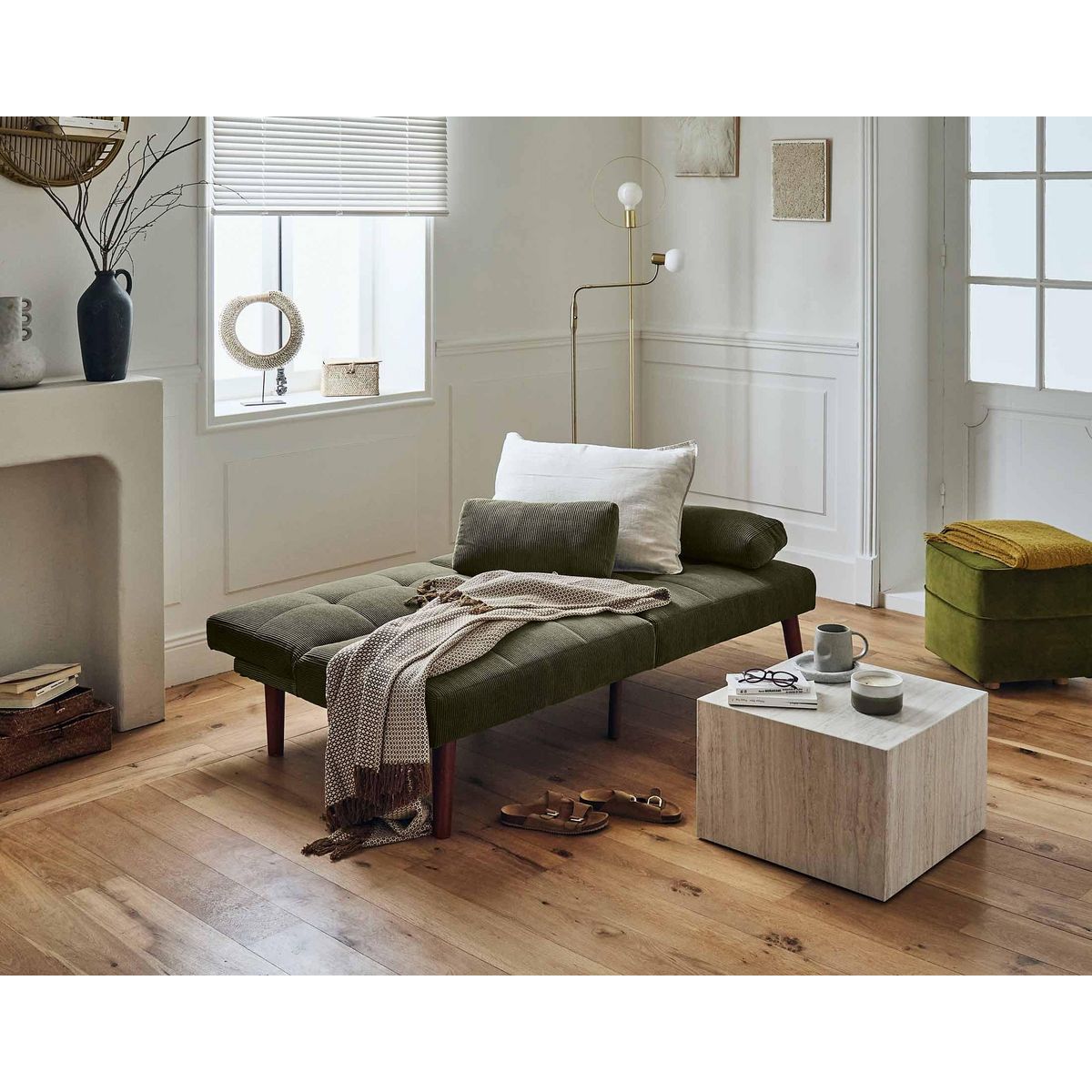 BEST MOBILIER Philae - canapé convertible clic-clac 2 places - velours côtelé