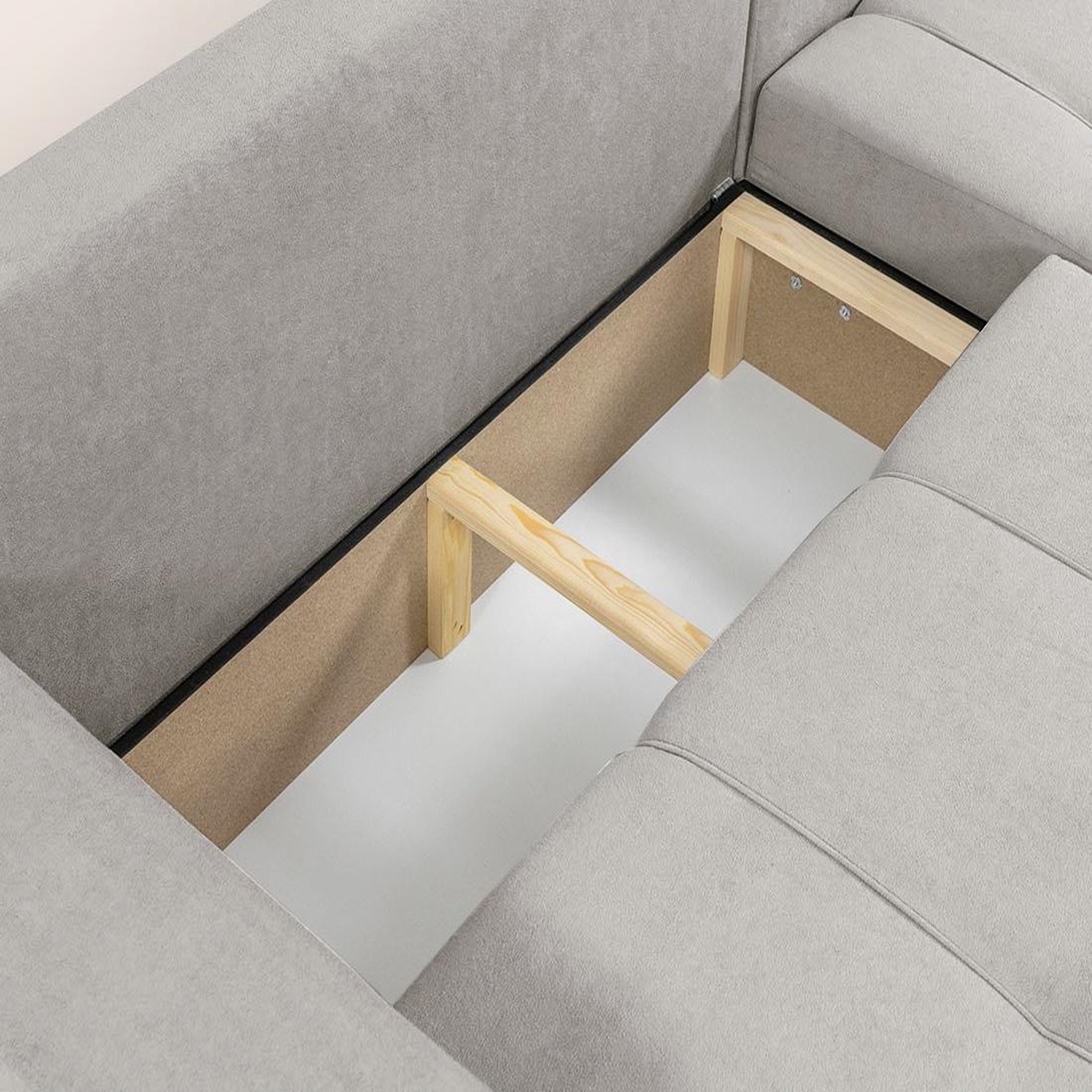 Voir la diapositive 6 : BEST MOBILIER Nicole - canapé d'angle réversible 4 places convertible avec coffre en tissu