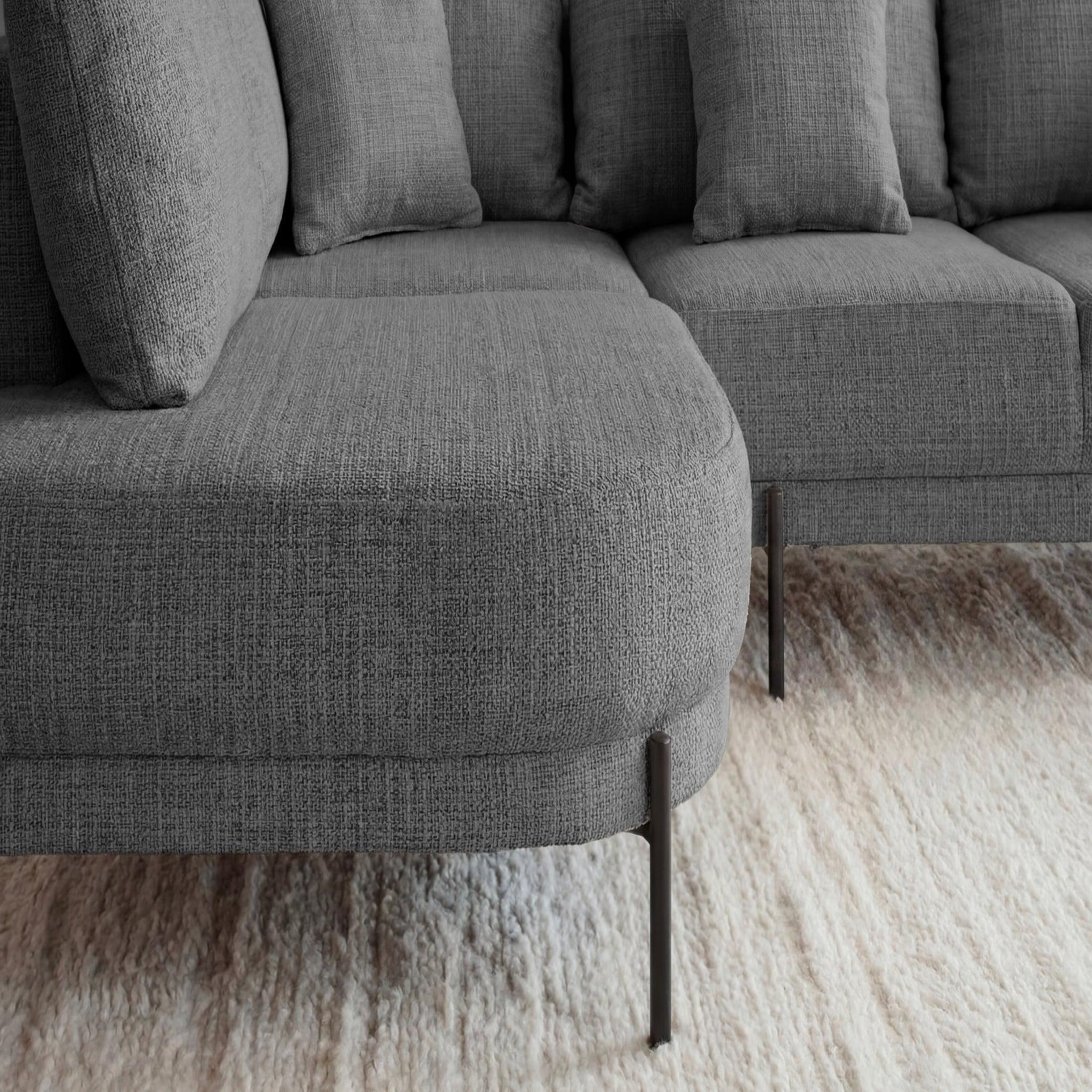 Voir la diapositive 5 : CASANOVA PARIS Bianca - canapé d'angle tissu chenille 4 places