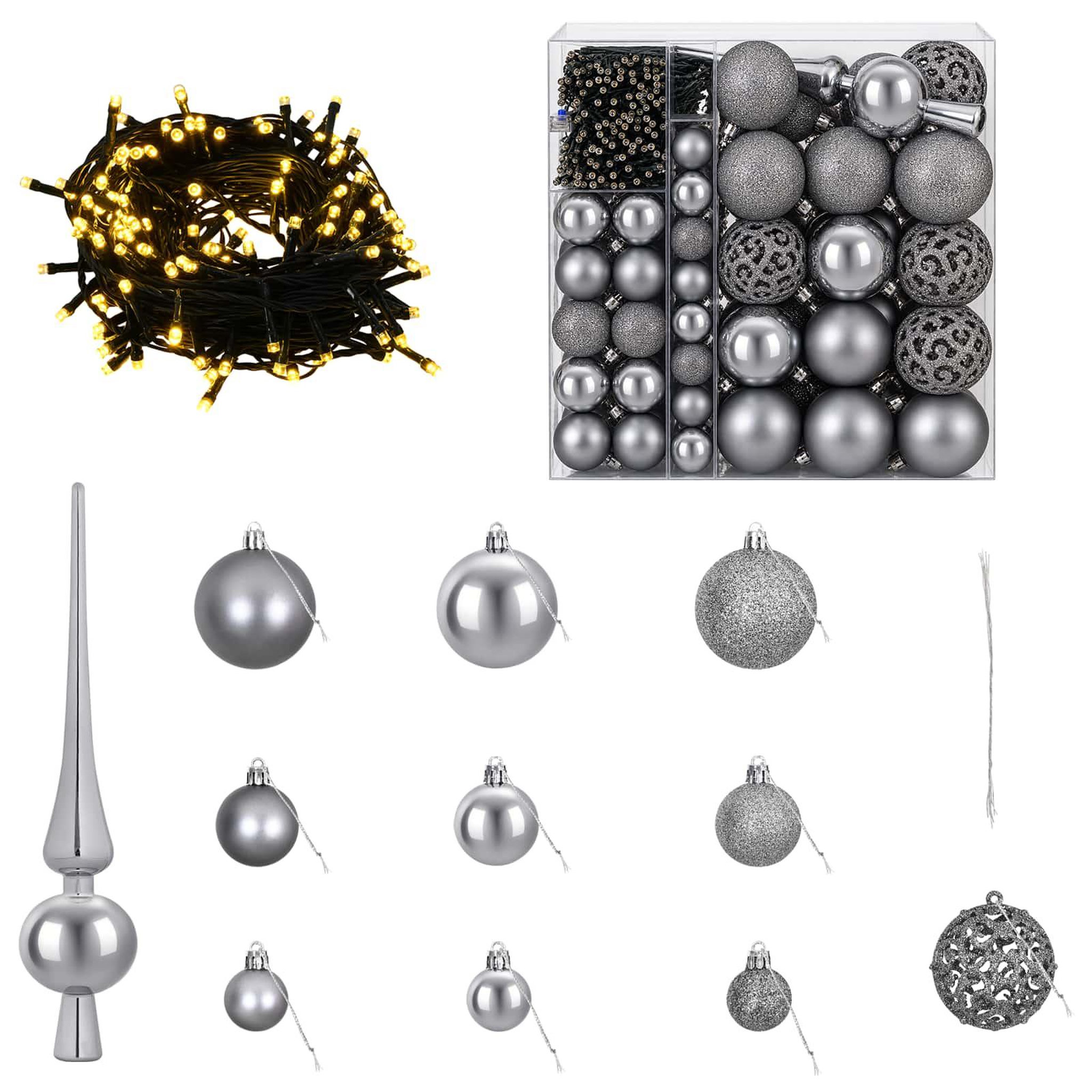 VIDAXL Ensemble de Boules de Noël 120 pc Gris Diam. 6 cm Plastique