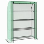 OUTSUNNY Mini serre de jardin serre de balcon serre à 4 étages avec châssis en acier & bâche en PE renforcée, intérieur et extérieur portable porte enroulable, 120 x 50 x 170 cm, vert