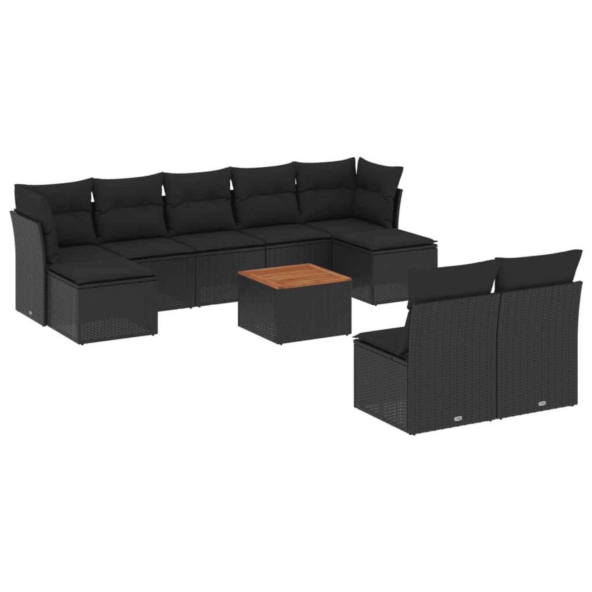 Voir la diapositive 2 : VIDAXL Salon de jardin 10 pcs avec coussins noir resine tressee