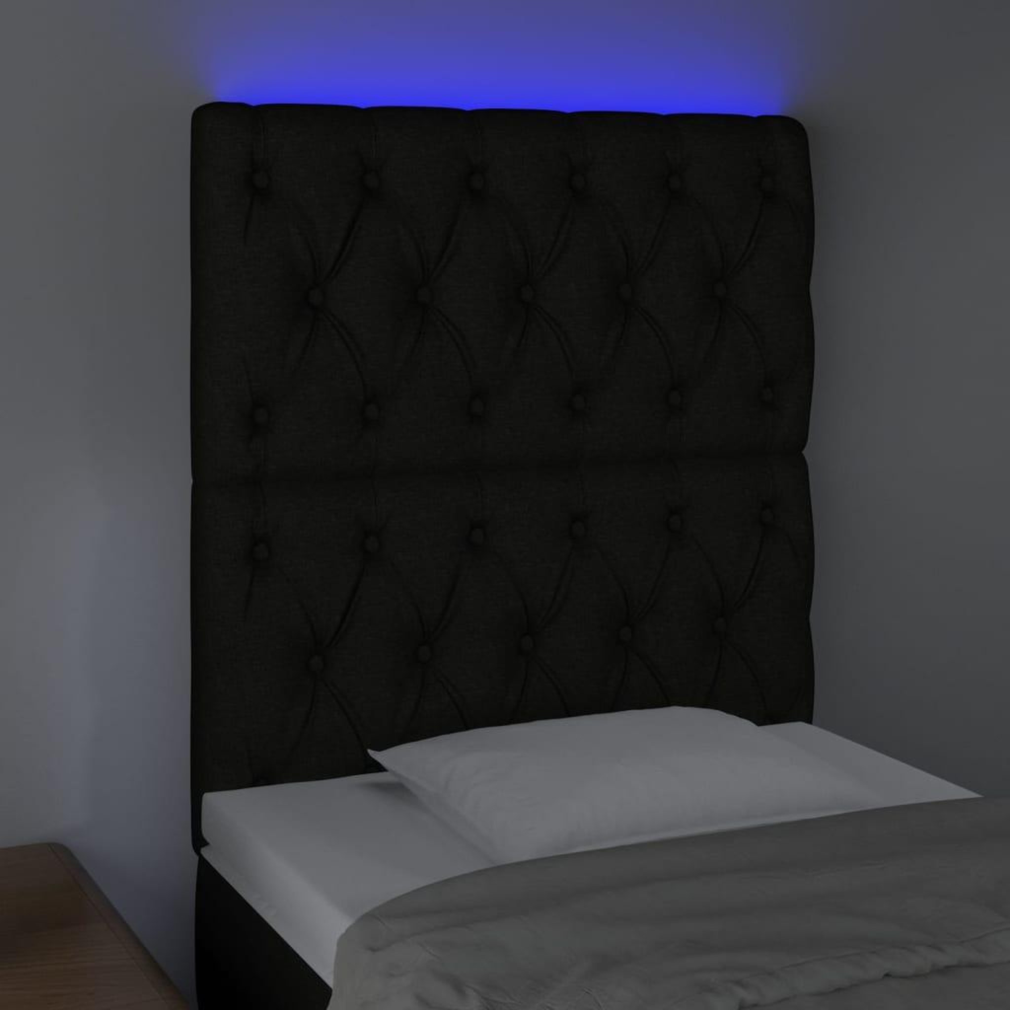 Voir la diapositive 3 : VIDAXL Tete de lit a LED Noir 80x7x118/128 cm Tissu
