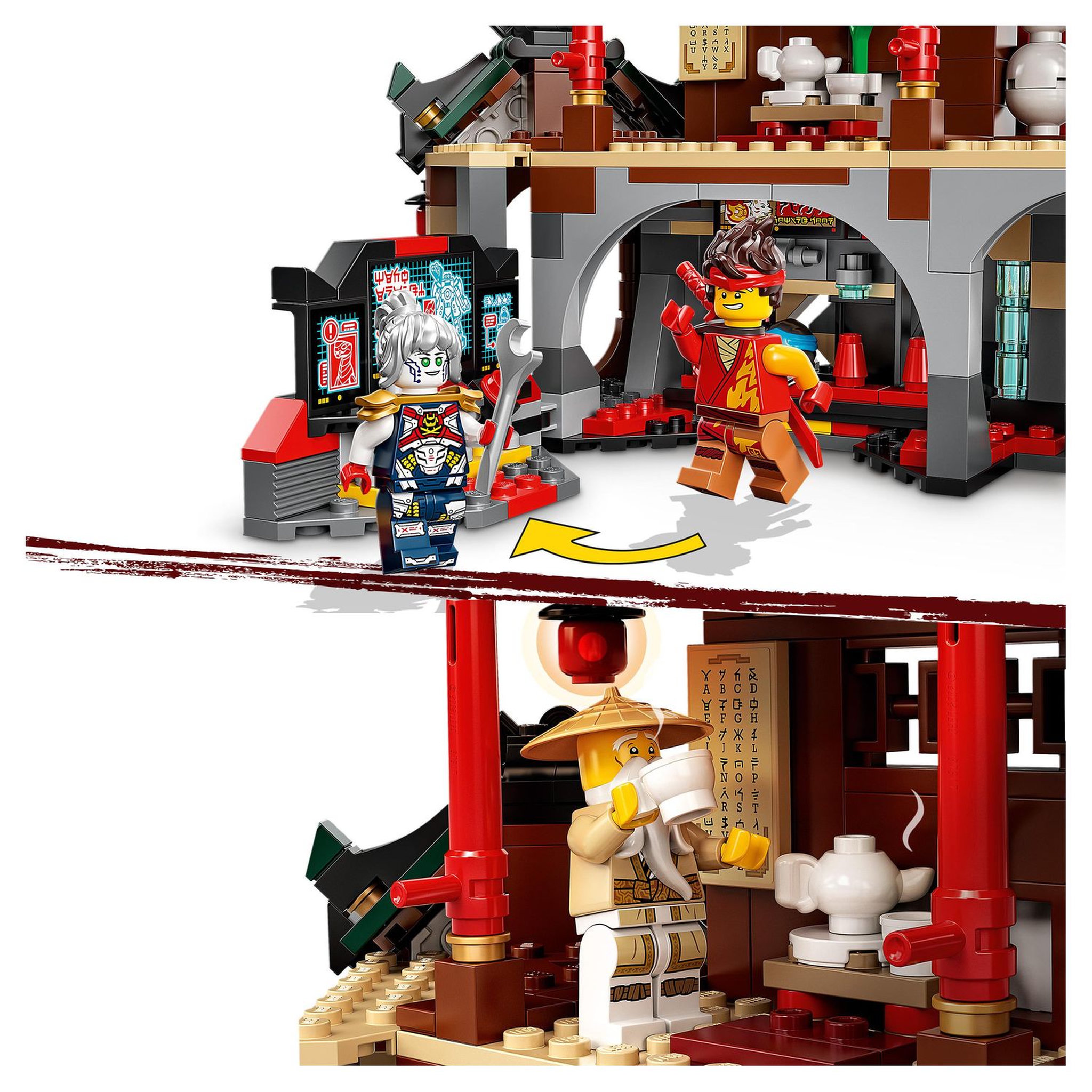Voir la diapositive 6 : LEGO Ninjago 71767 - Le temple Dojo Ninja, Set Maîtres du Spinjitzu, Jouet Enfants +8 Ans avec Figurines Lloyd, Kai et Serpent avec bannière de mission à collectionner