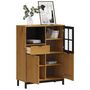 Voir la diapositive 3 : VIDAXL Buffet avec porte vitree FLAM 92x40x122,5 cm bois massif de pin