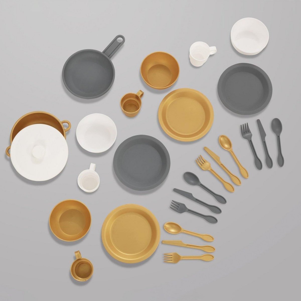 Kidkraft Ensemble dinette dorée ustensiles de cuisine 27 pièces