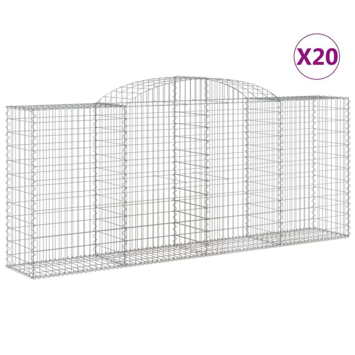 VIDAXL Paniers a gabions arques 20 pcs 300x50x120/140 cm fer galvanise