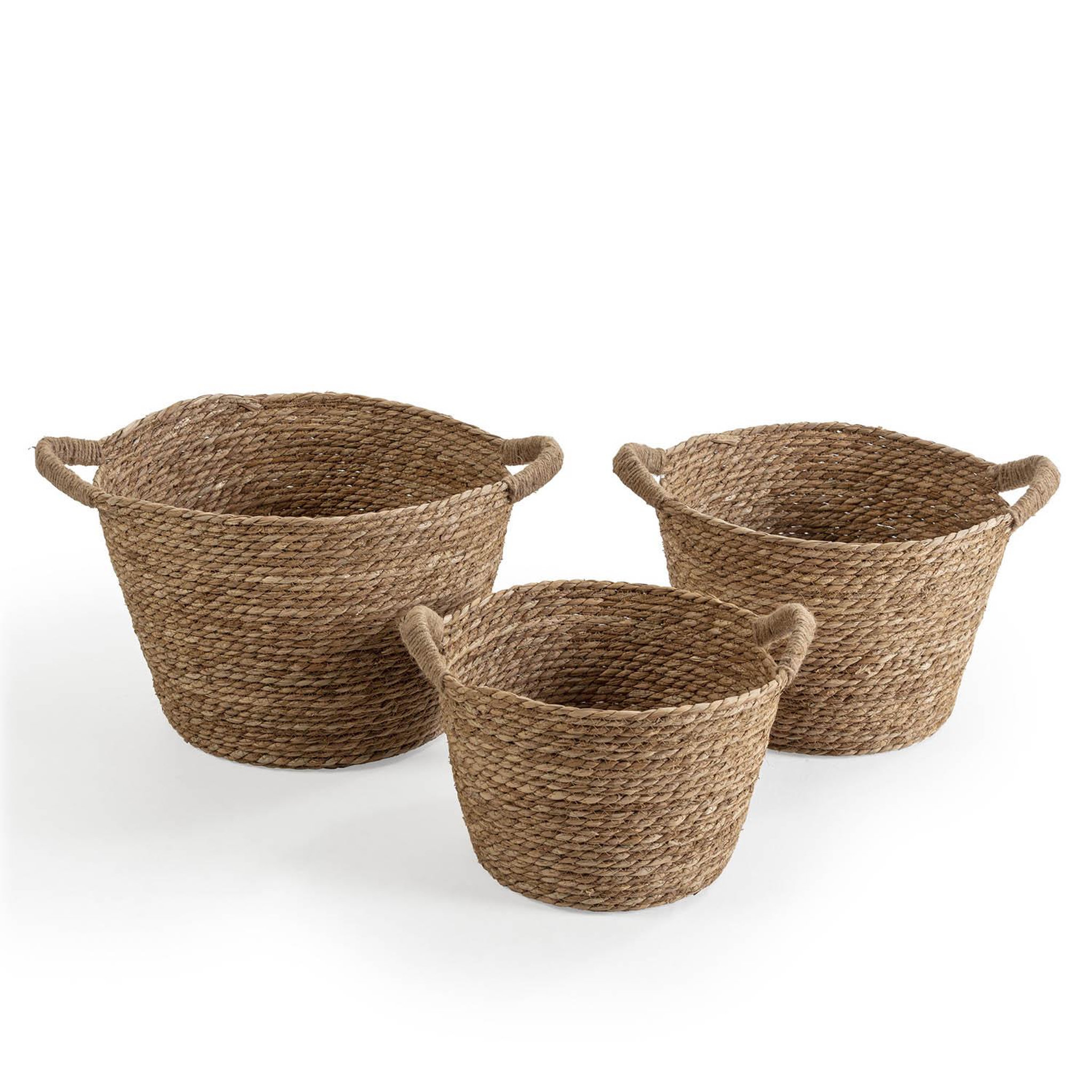 VS VENTA-STOCK Set de 3 paniers Icia fibre naturelle avec anses