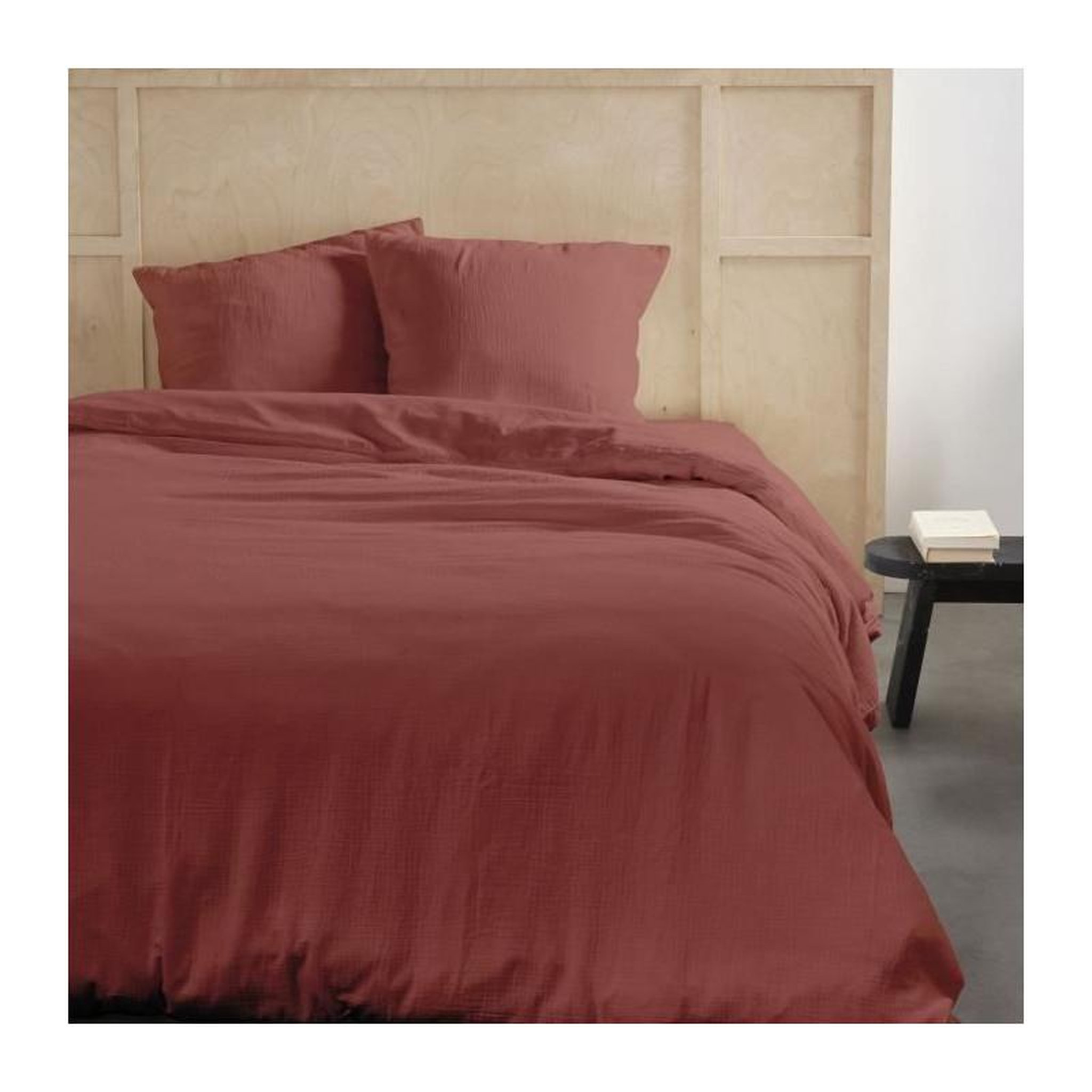 Today Parure de lit - TODAY - 123670 - 2 personnes - 240x220cm - Gaze de coton unie - Terracotta