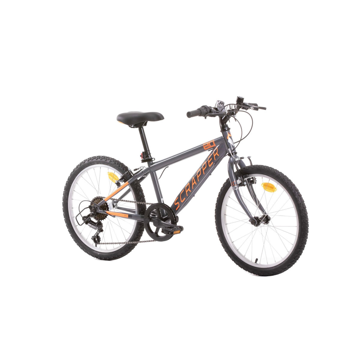SCRAPPER Vélo enfant - VTT 20'' rigide  SCRAPPER  pour enfant de 120 à 140 cm - Cadre et fourche rigide en acier - 6 vitesses - Dérailleur Shimano - Freins V-Brake & Jantes en aluminium