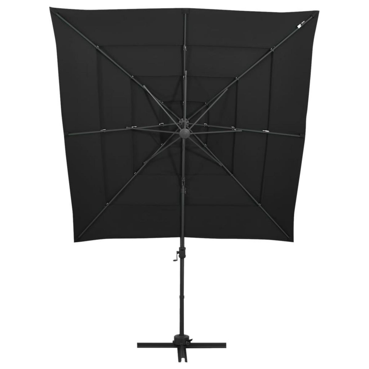 VIDAXL Parasol de jardin a 4 niveaux avec mat en aluminium noir