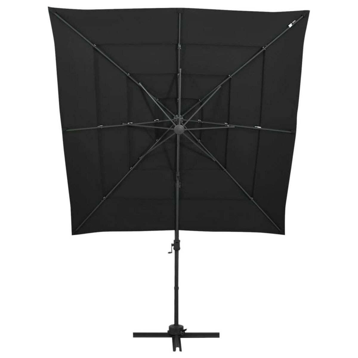 VIDAXL Parasol de jardin a 4 niveaux avec mat en aluminium noir
