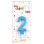 Voir la diapositive 2 : Paris Prix Bougie d'Anniversaire Paillette  Chiffre 2  7cm Bleu