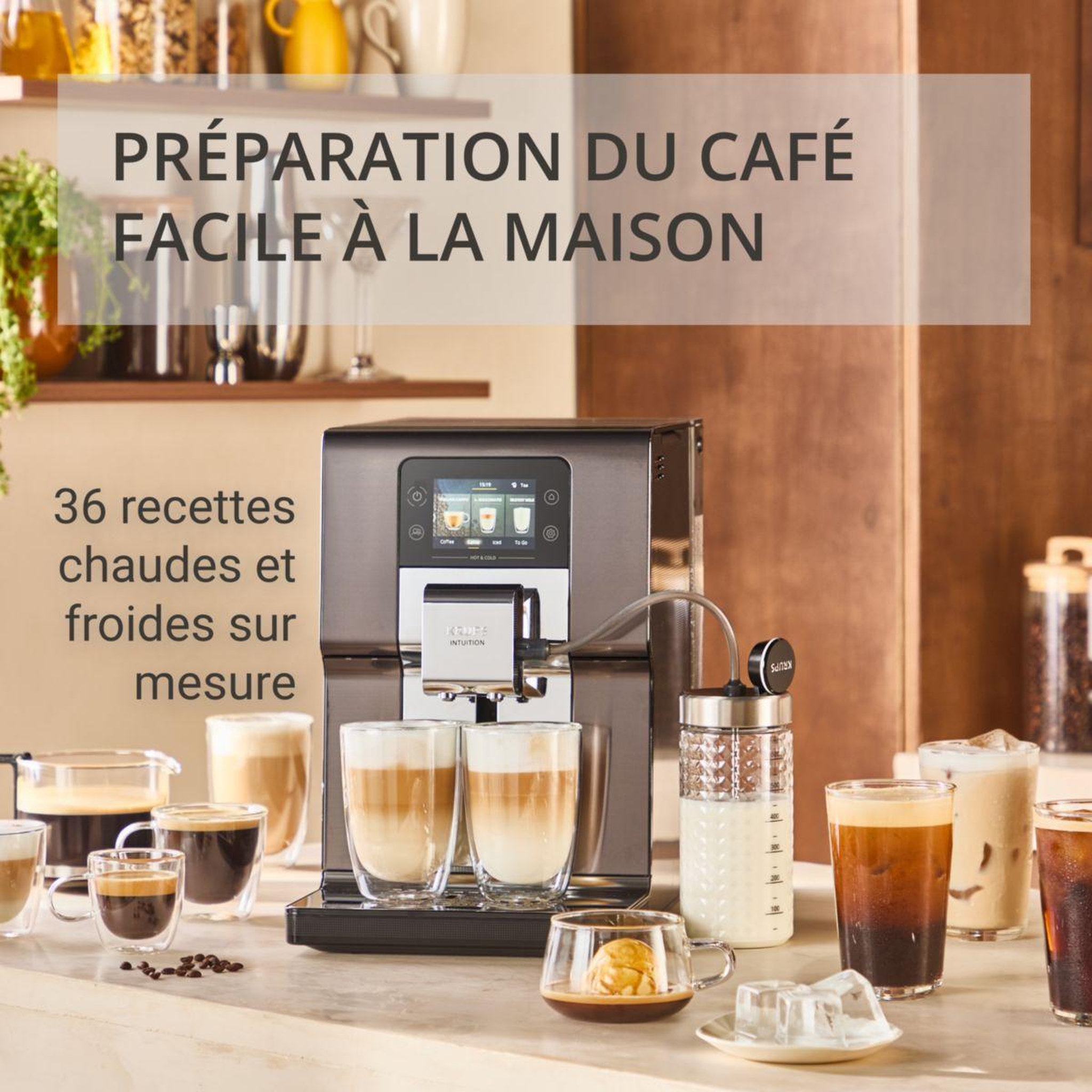 Voir la diapositive 3 : KRUPS Expresso Broyeur EA879NE0 Intuition Experience, Hot&Cold, 36 recettes