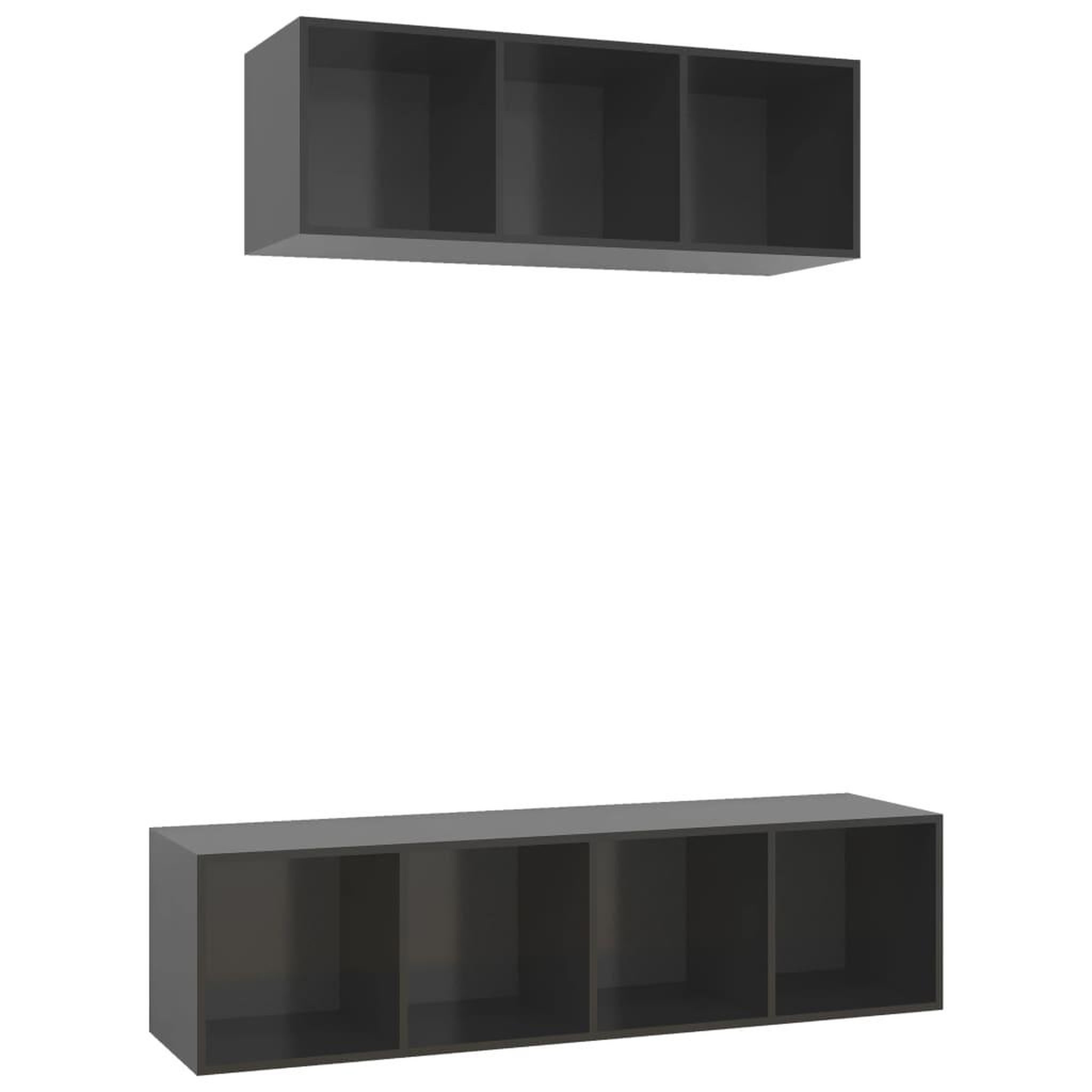 Voir la diapositive 2 : VIDAXL Ensemble de meubles TV 2 pcs Gris brillant Bois d'ingenierie