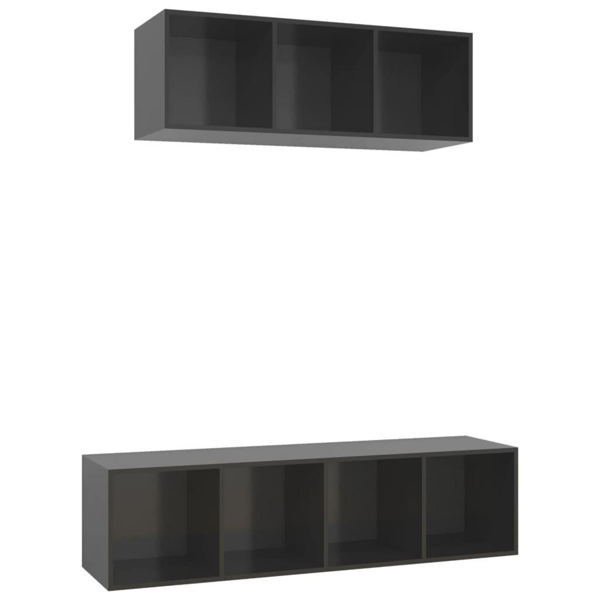 VIDAXL Ensemble de meubles TV 2 pcs Gris brillant Bois d'ingenierie