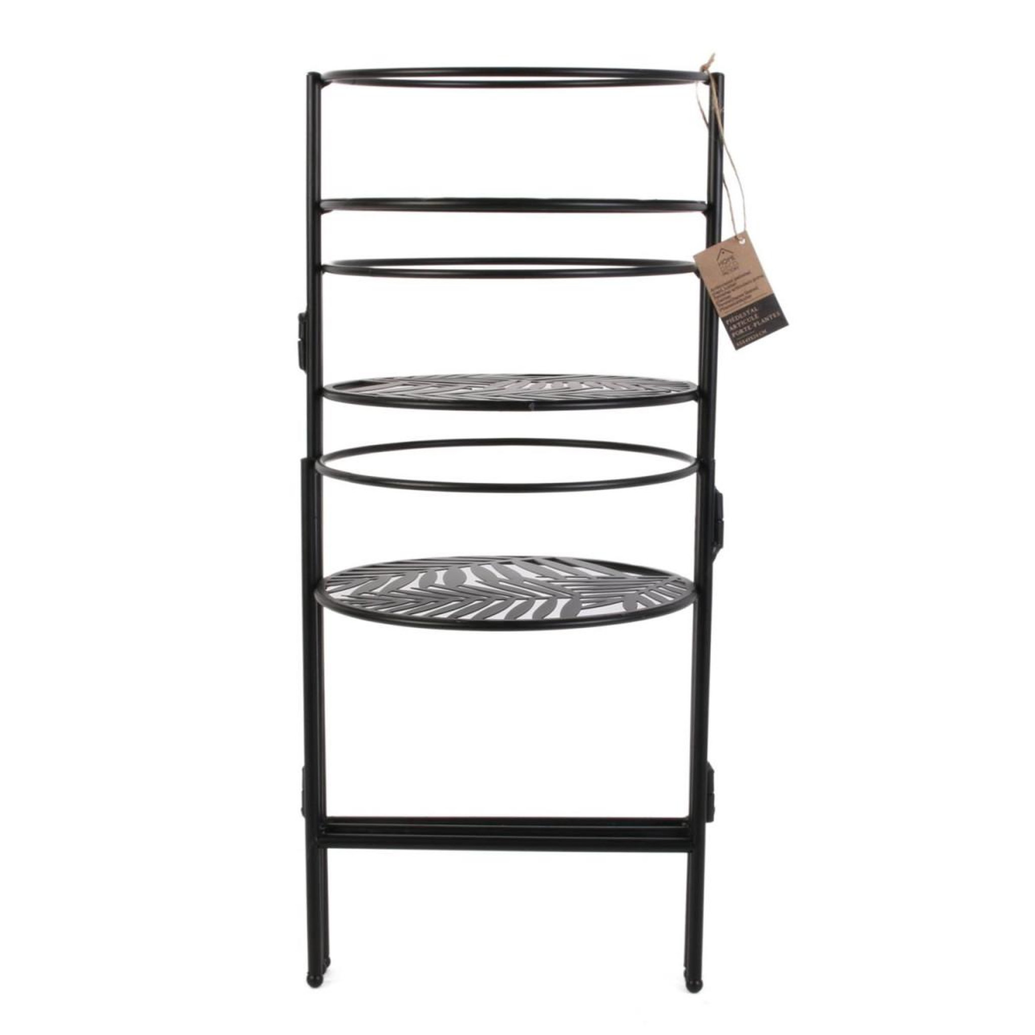 Voir la diapositive 4 : The Home Deco Factory Porte-Plantes 3 Niveaux  Éventail  66cm Noir