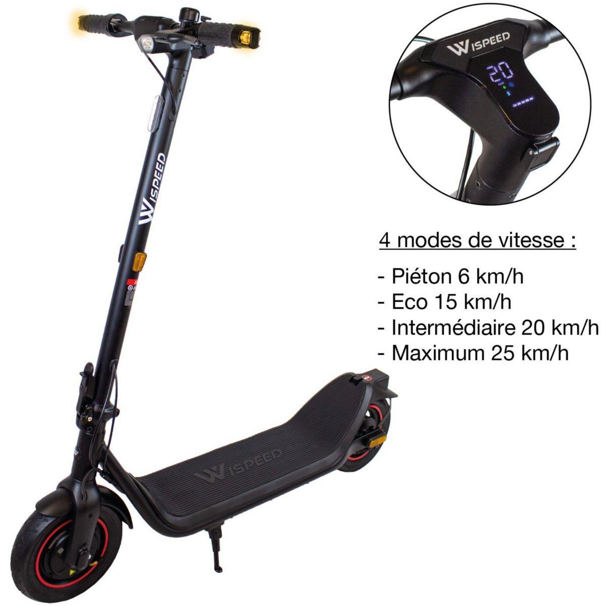 Voir la diapositive 5 : WISPEED Trottinette électrique C10-40 Pro Noir