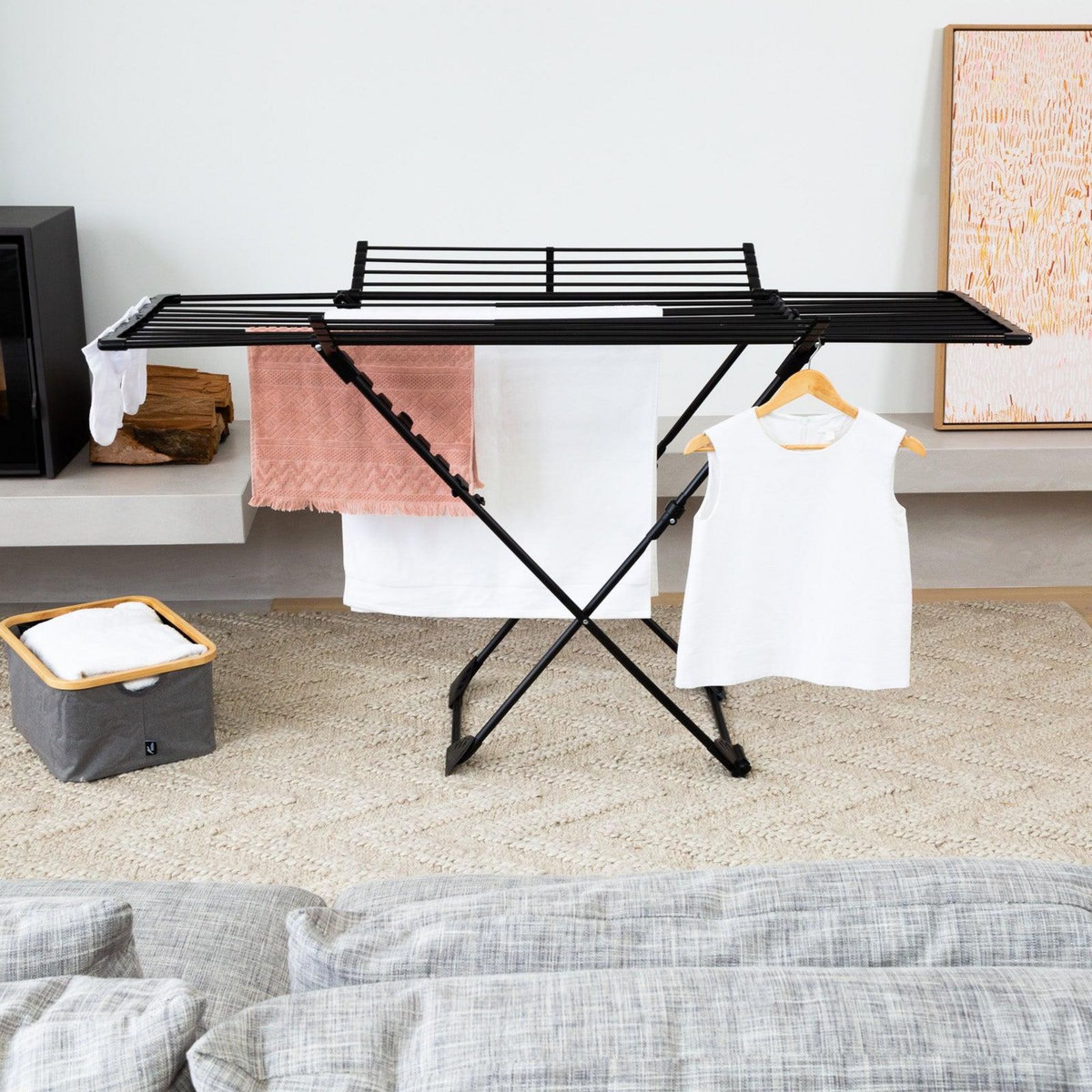 Kitchen move Etendoir à linge pliable UMEA Noir Aluminium 27m