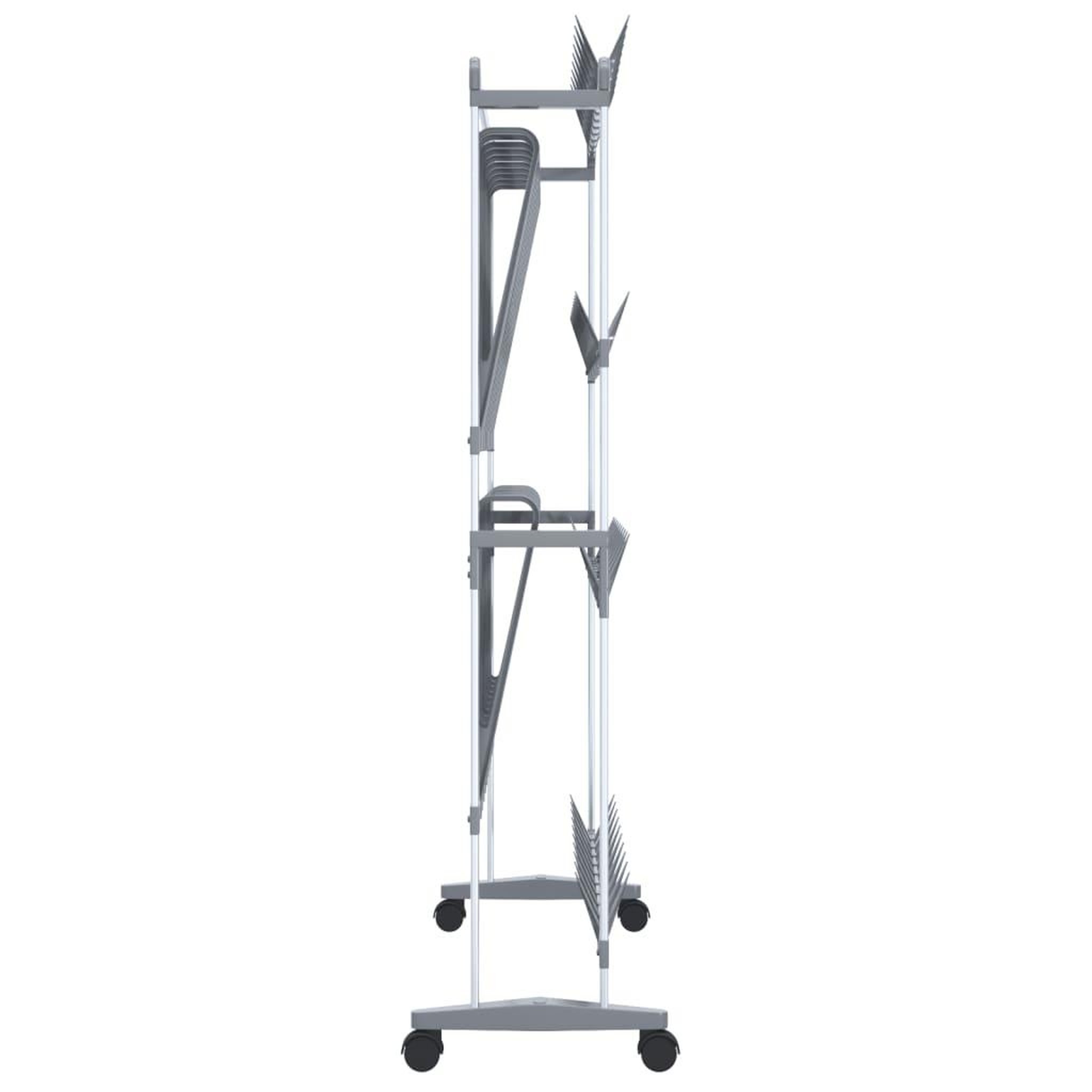 Voir la diapositive 4 : VIDAXL Etagere a chaussures avec roulettes Argente 89x27x120 cm