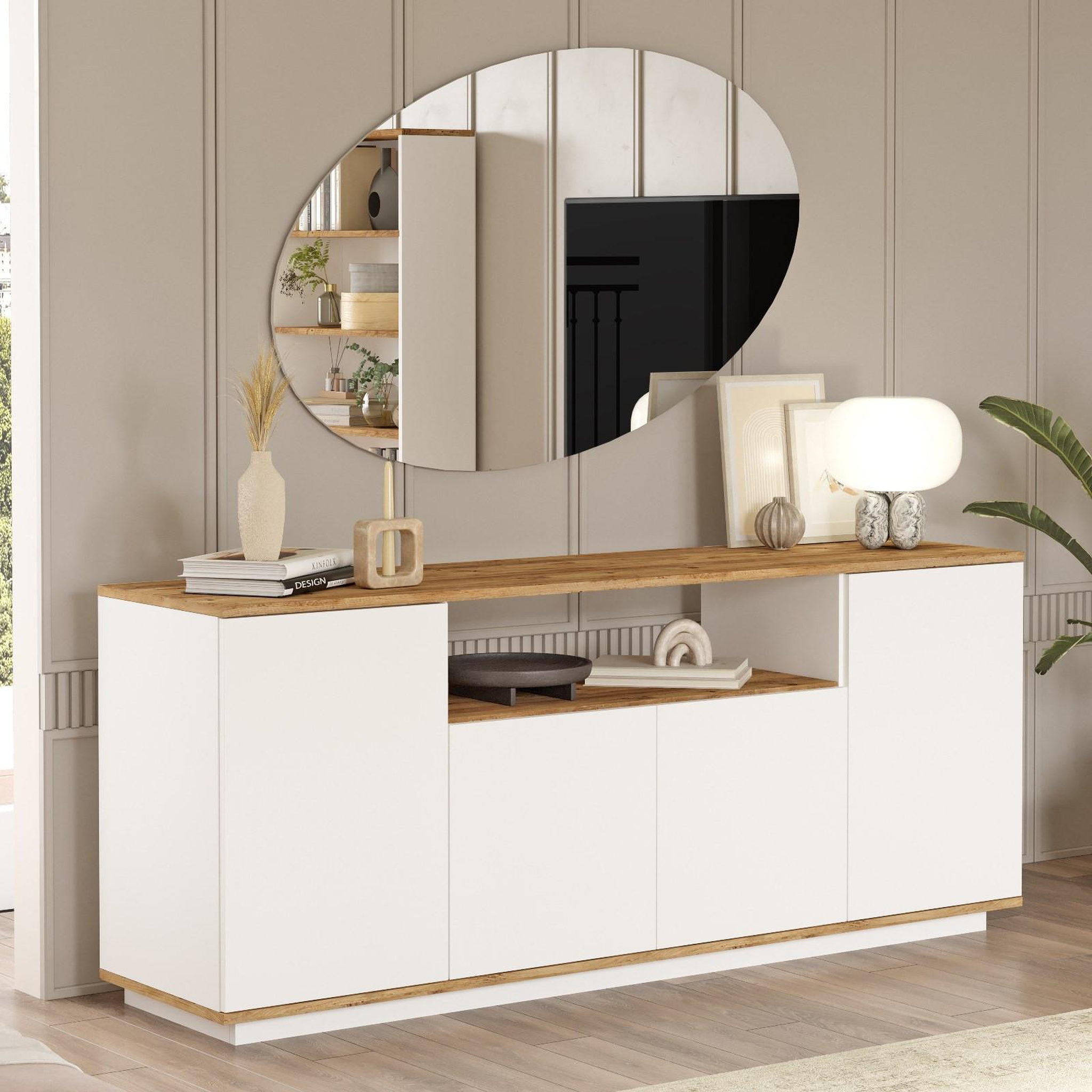 Voir la diapositive 3 : Habitat et Jardin Buffet en bois  fr15  - 180 x 44 x 75 cm - pin atlantique blanc