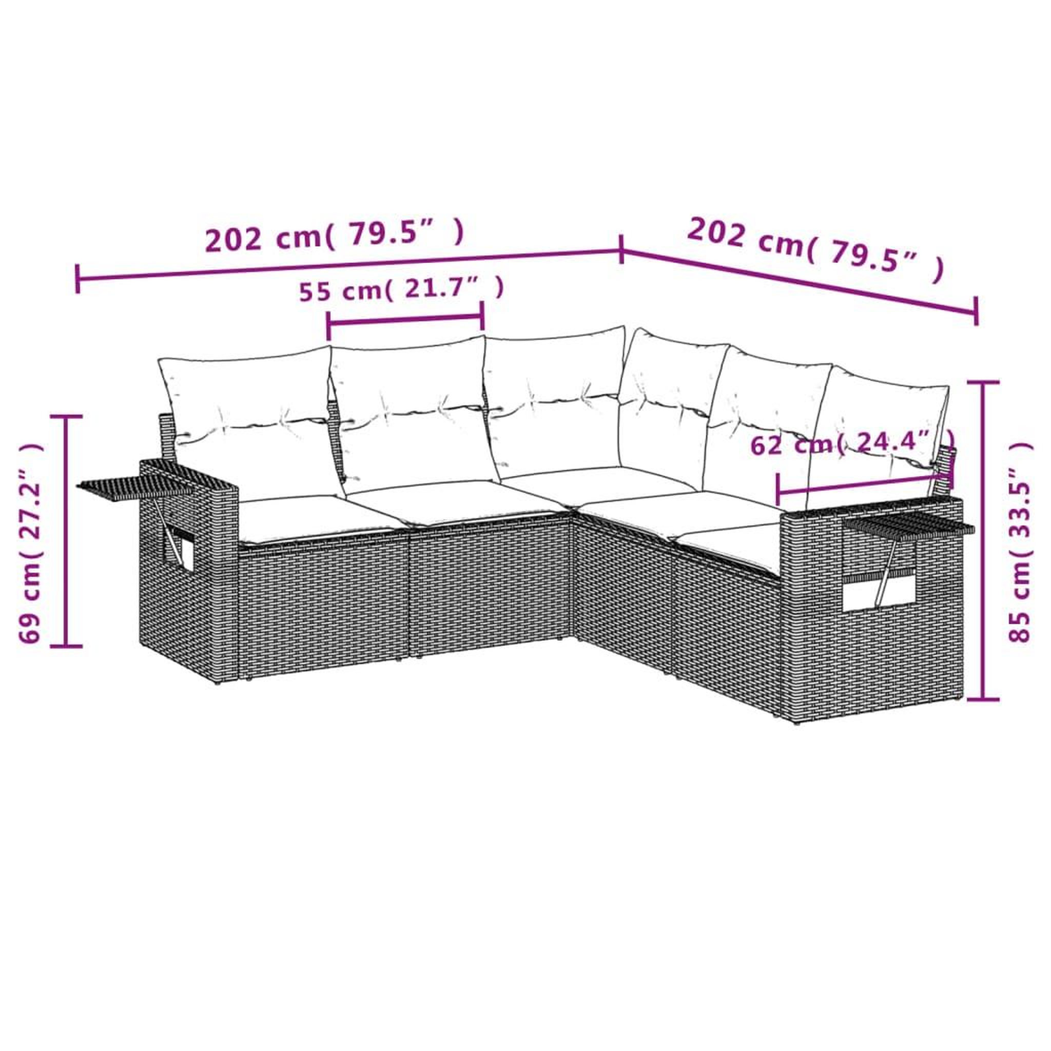 Voir la diapositive 3 : VIDAXL Salon de jardin avec coussins 5 pcs beige resine tressee