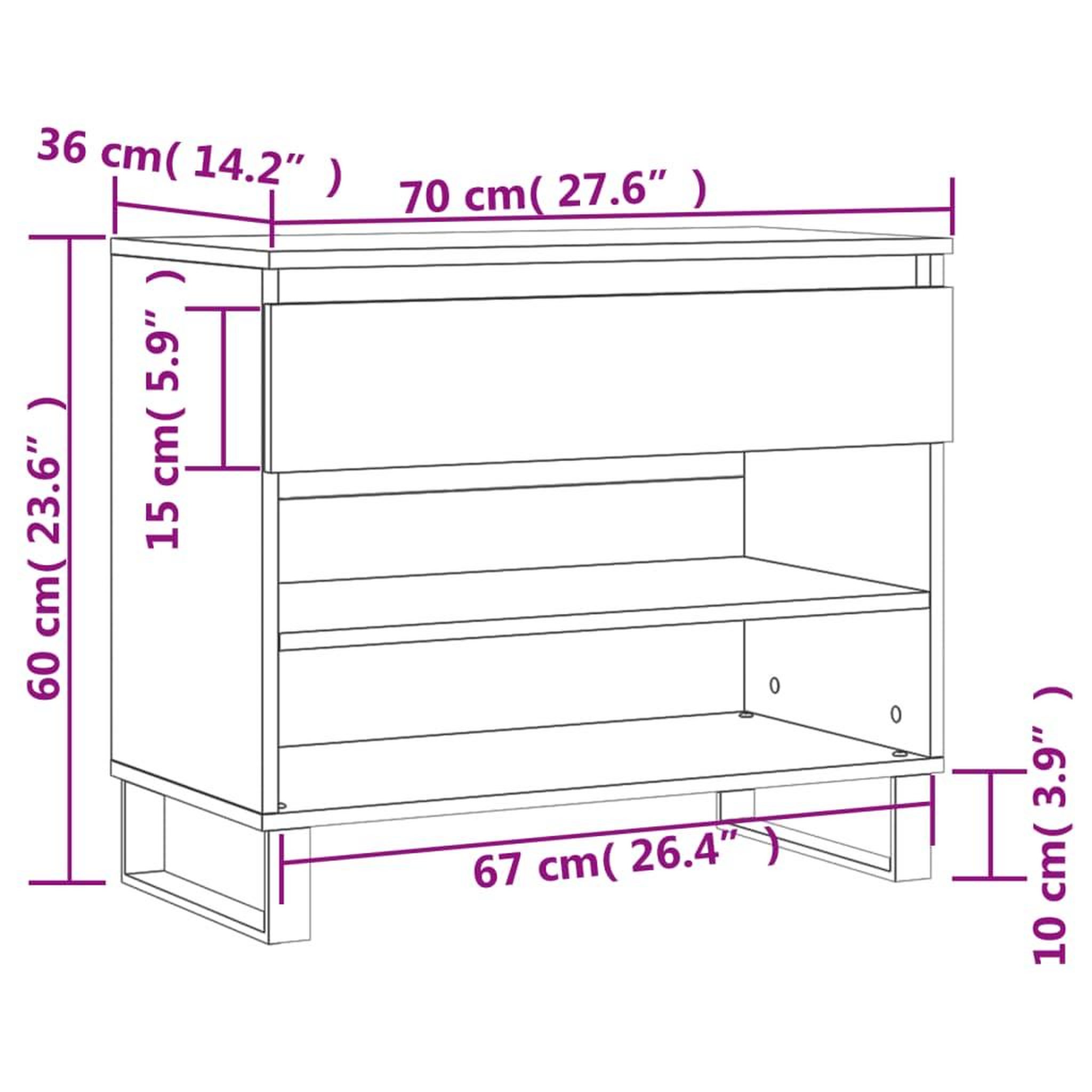 Voir la diapositive 6 : VIDAXL Armoire a chaussure Blanc brillant 70x36x60 cm Bois ingenierie
