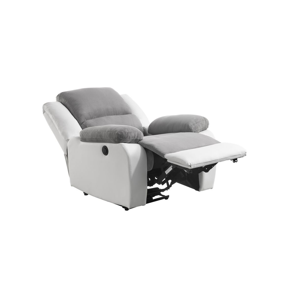 Fauteuil relax électrique pu blanc + tissu gris HELENA