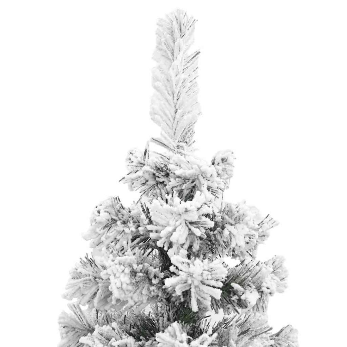 VIDAXL Sapin de Noël artificiel mince flocon de neige vert 240 cm PVC