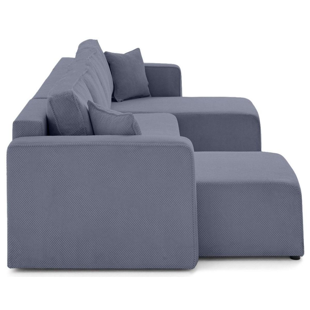 BEST MOBILIER Topaze - canapé panoramique en u 7 places convertible avec coffre en velours texturé