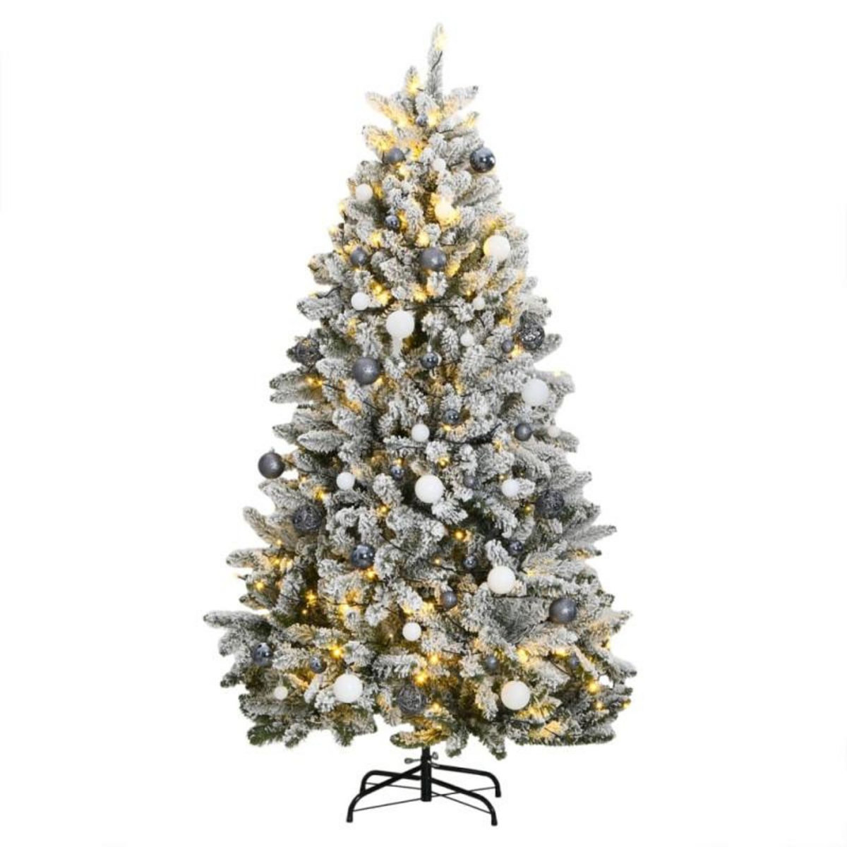 VIDAXL Sapin de Noël artificiel articulé 300 LED et boules 270 cm