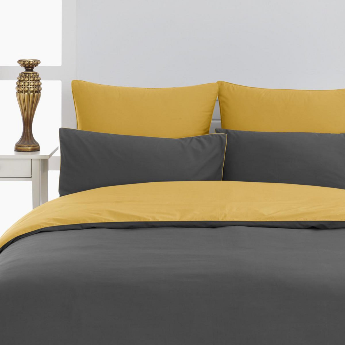 Sensei Maison Housse de couette bicolore en percale coton DOZMARY