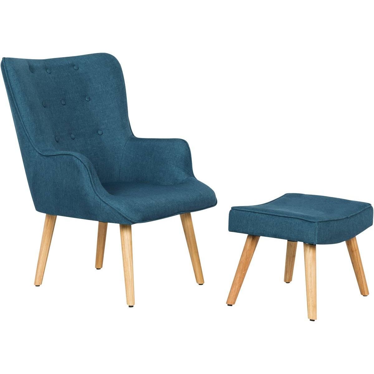 Habitat et Jardin Fauteuil style scandinave en tissu  Odense  - 1 place - Bleu foncé