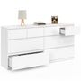 Voir la diapositive 4 : ID MARKET Commode 8 tiroirs TOMI 160 cm bois blanc