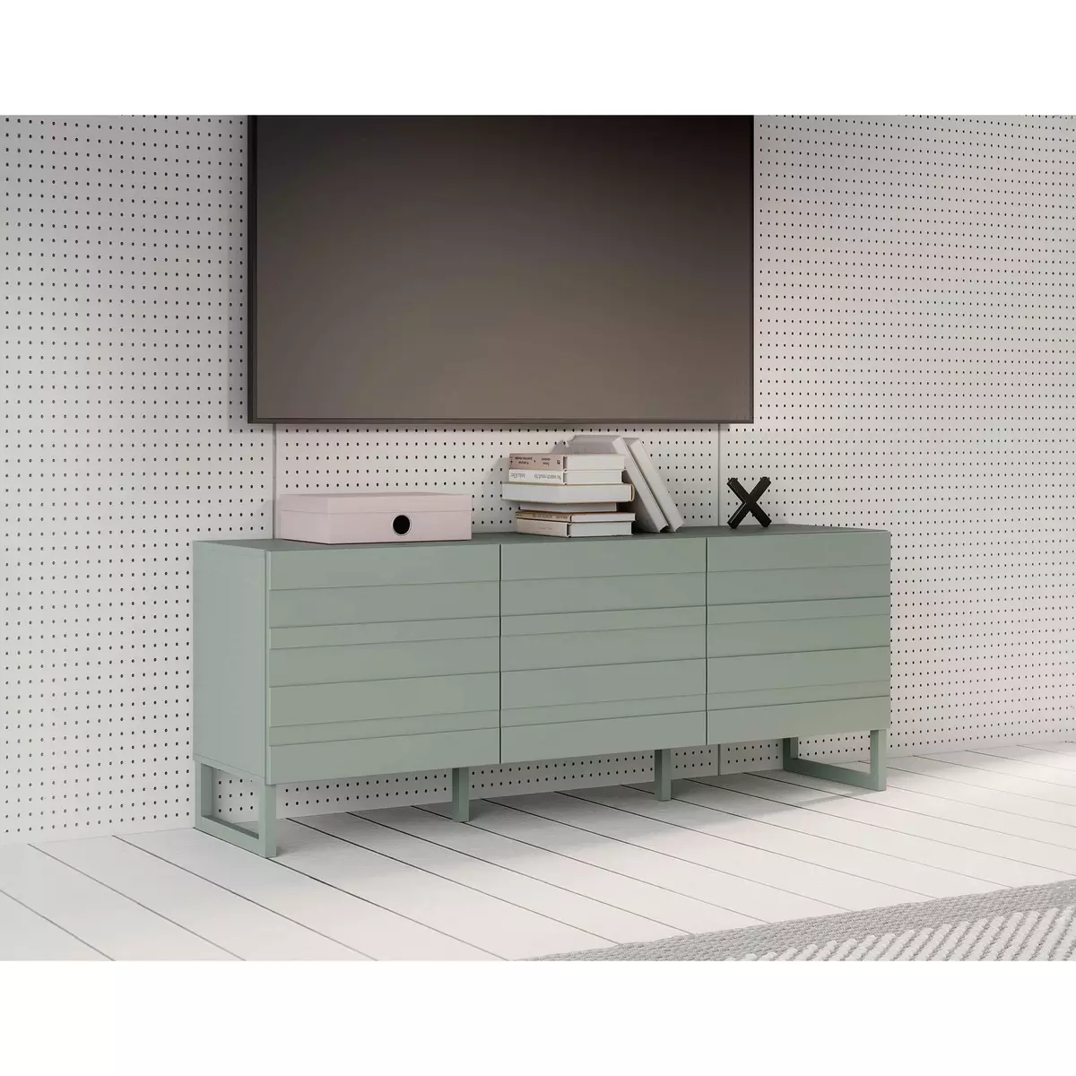 BEST MOBILIER Sofia - meuble tv - vert sauge - 165 cm - vert sauge