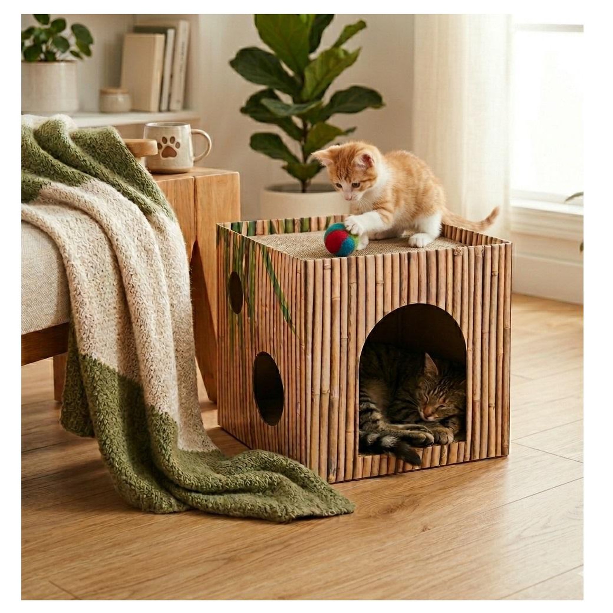 Voir la diapositive 6 : Eden Carton a gratter jamie cube brun pour chat