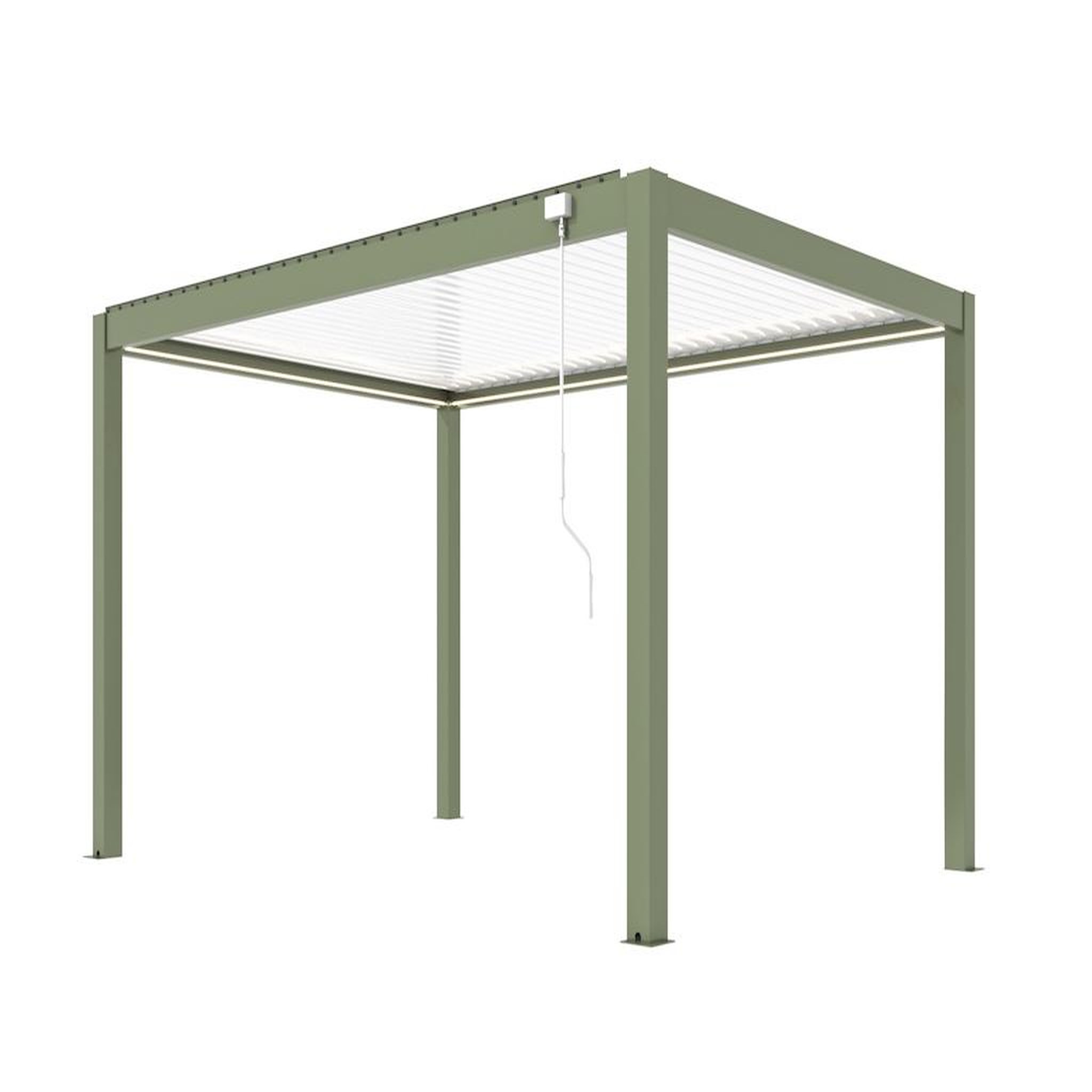 Proloisirs Pergola bioclimatique autoportée solaire en aluminium - MIRA 3 x 4 m - Coloris amande avec lames blanches