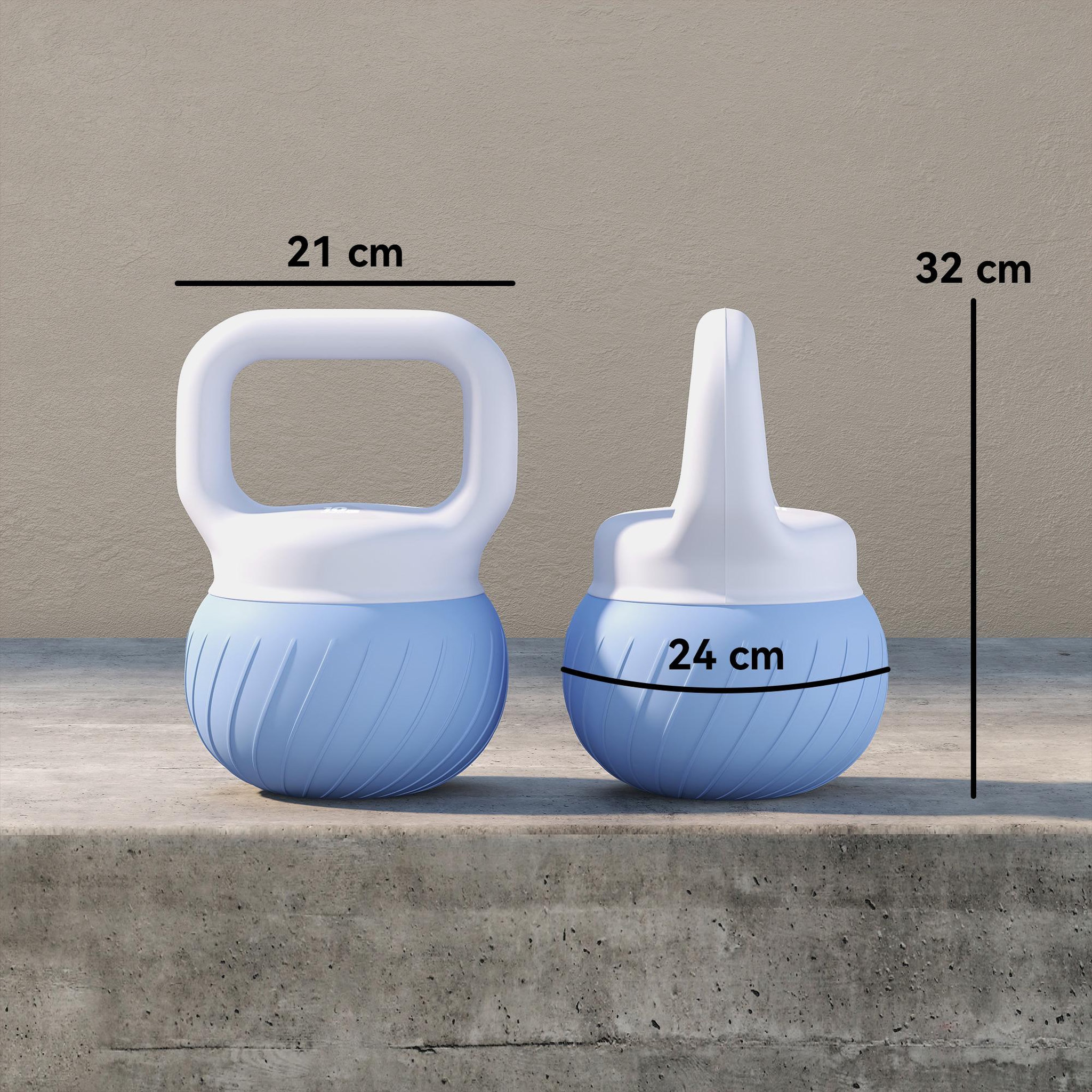 Voir la diapositive 3 : HOMCOM Kettlebell  10 kg - poignée ergonomique antidérapante - revêtement souple - bleu