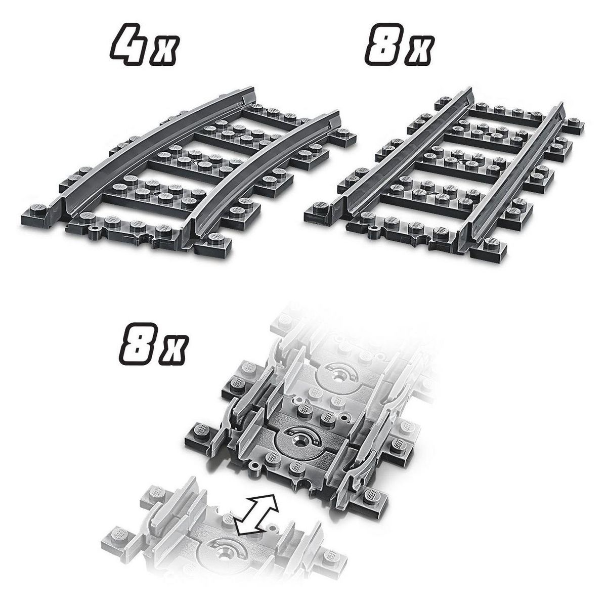 LEGO City 60205 - Pack de rails, Ensemble d'Accessoires d'Extension City Train
