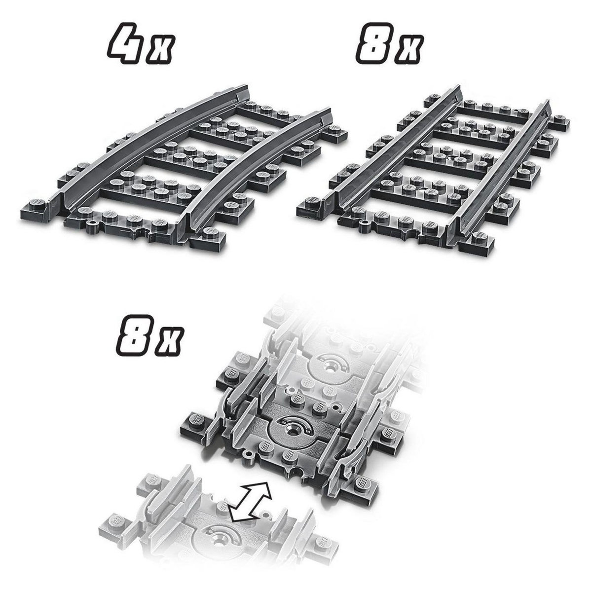 LEGO City 60205 - Pack de rails, Ensemble d'Accessoires d'Extension City Train