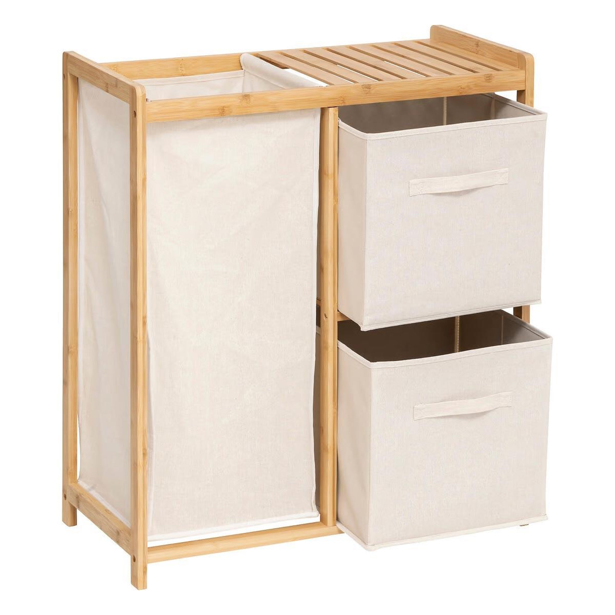 Voir la diapositive 4 : FIVE Meuble à linge 3 paniers  tidy  78cm naturel