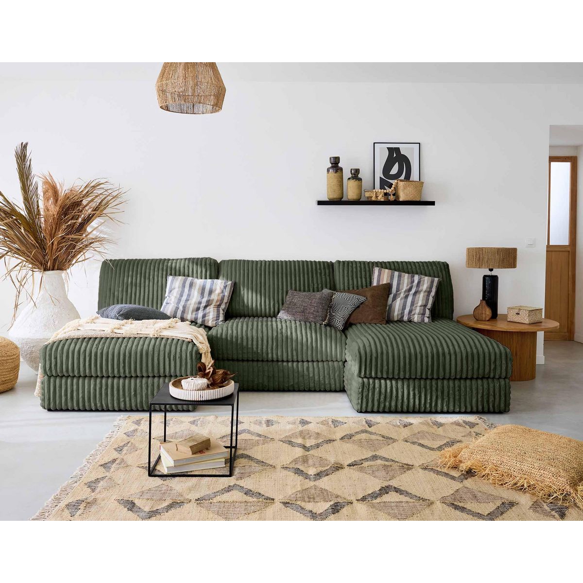 LISA DESIGN Jasper - module méridienne - en fausse fourrure côtelée