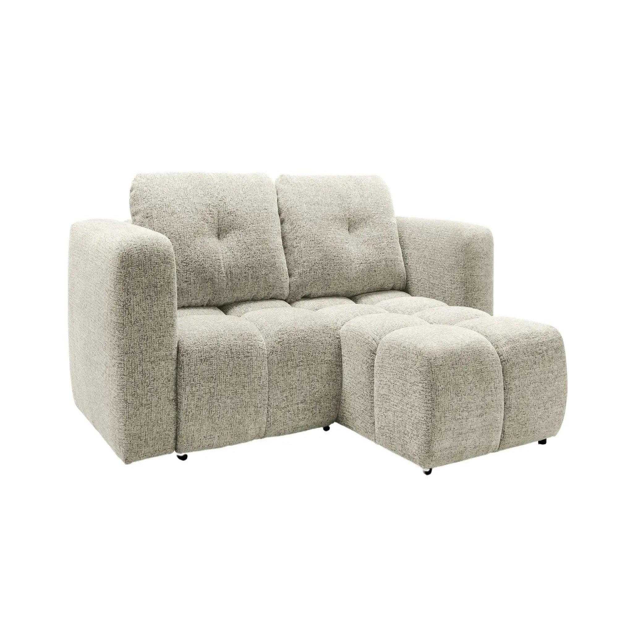 CASANOVA PARIS Romy mini - canapé d'angle convertible tissu chenille 2 places. Coloris disponibles : Gris, Marron, Vert, Beige, Bleu, Orange