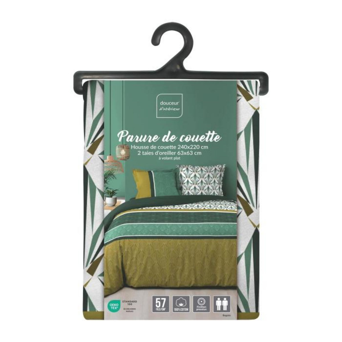 Paris Prix Parure de Lit 3 Pièces  Bogota  240x220cm Vert