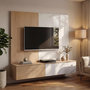 Voir la diapositive 1 : Paris Prix Ensemble Meuble TV  Kip  160cm Blanc & Naturel