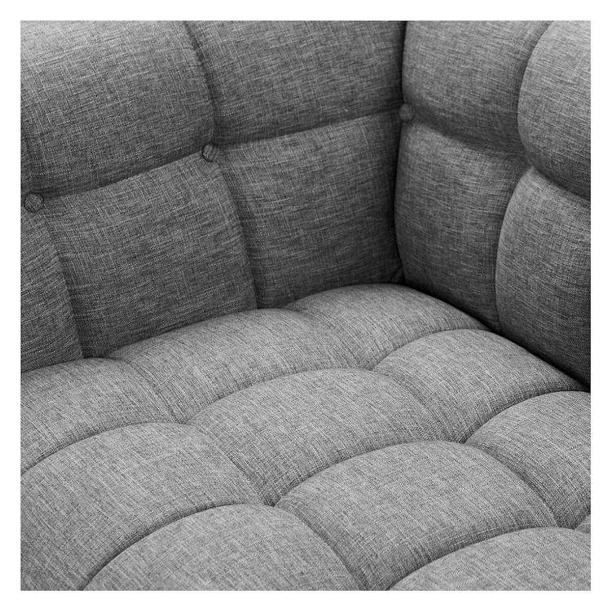 Rendez vous déco Canapé 3 places capitonné en tissu gris - Carmen