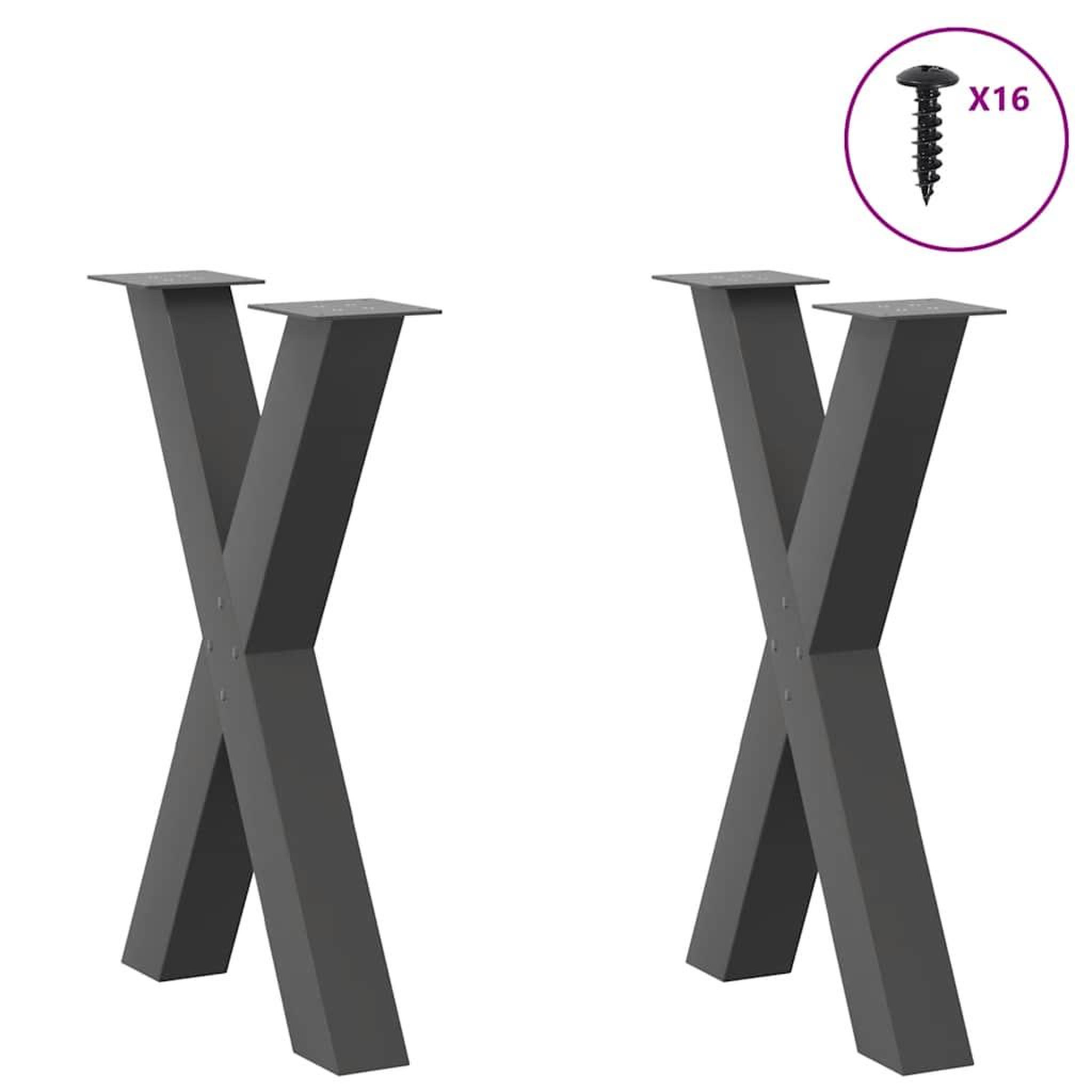 Voir la diapositive 3 : VIDAXL Pieds de table a manger forme de X 2 pcs 50x(72-73) cm acier
