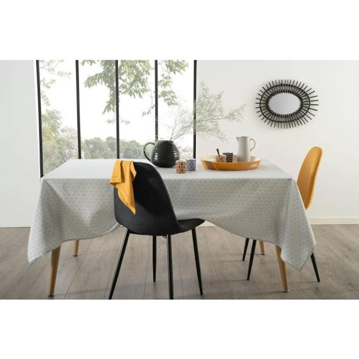 ATMOSPHERA Nappe anti-tache ethnique Ethnik - L. 240 x l . 140 cm - Gris