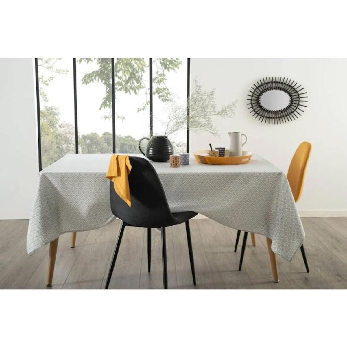 ATMOSPHERA Nappe anti-tache ethnique Ethnik - L. 240 x l . 140 cm - Gris