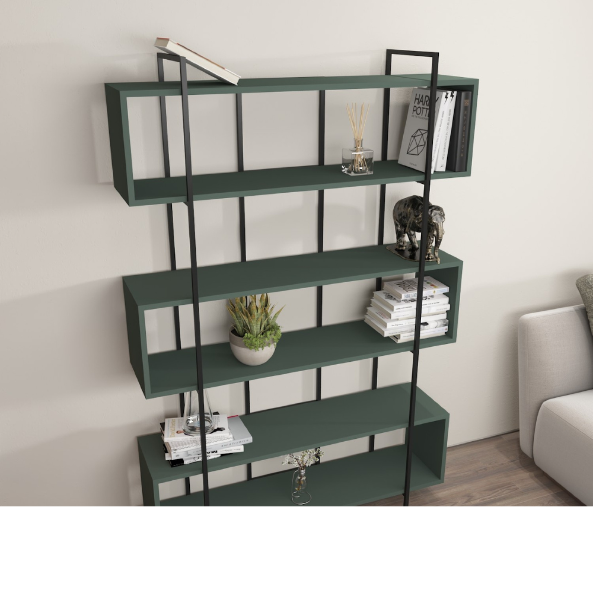 Voir la diapositive 5 : CONCEPT USINE Bibliothèque contemporaine vert 180cm LULI